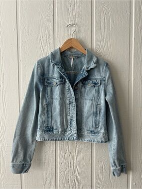 Free People Light Blue Denim Jean Jacket